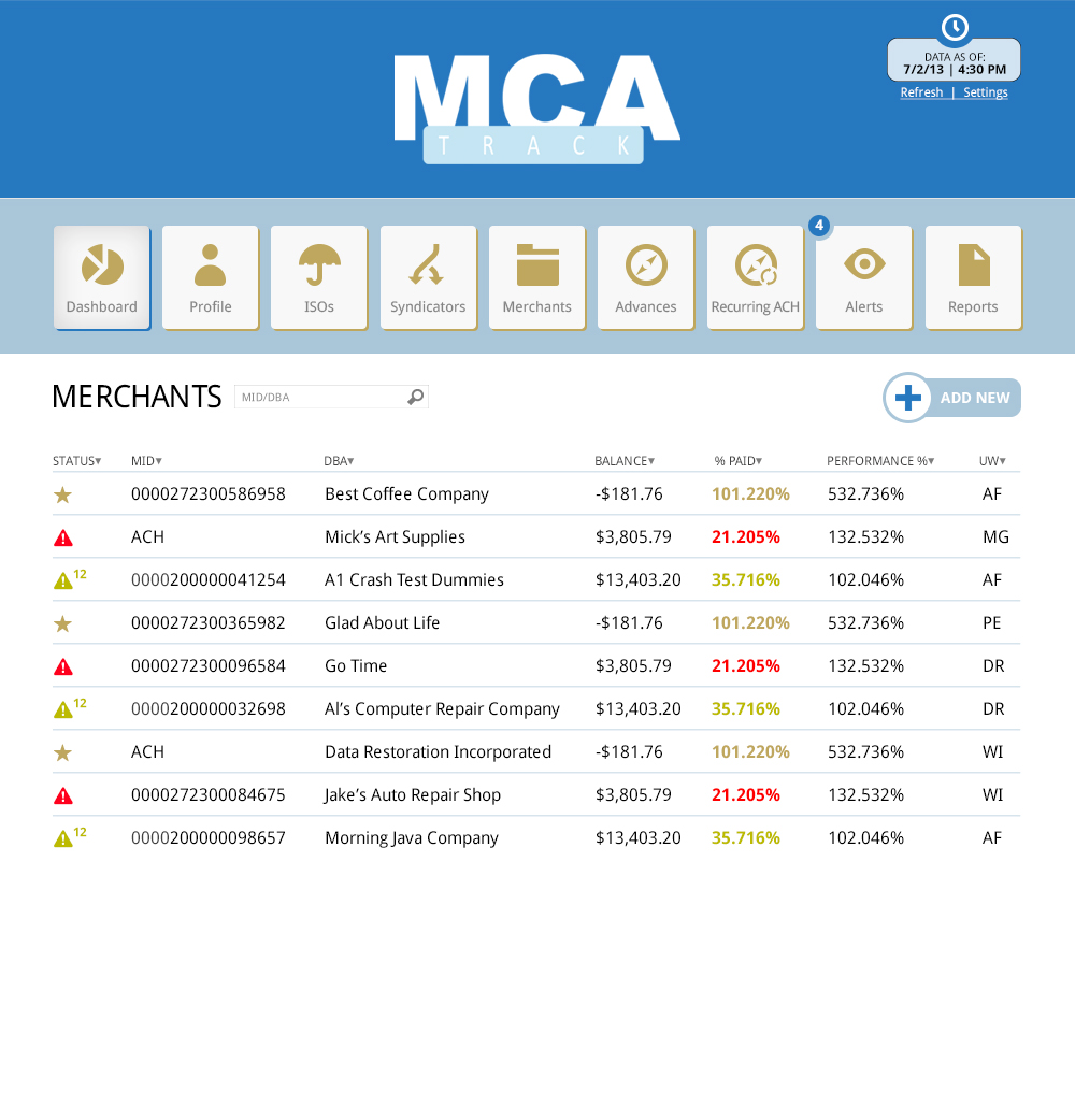 MCA Track Merchants - Benchmark Merchant Solutions