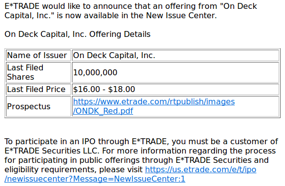 ONDK IPO