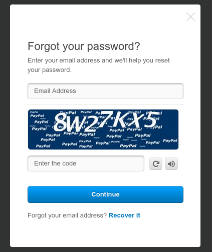 forgot paypal pw