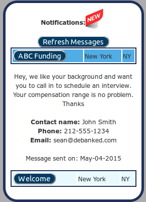 deBanked Jobs Message Sample