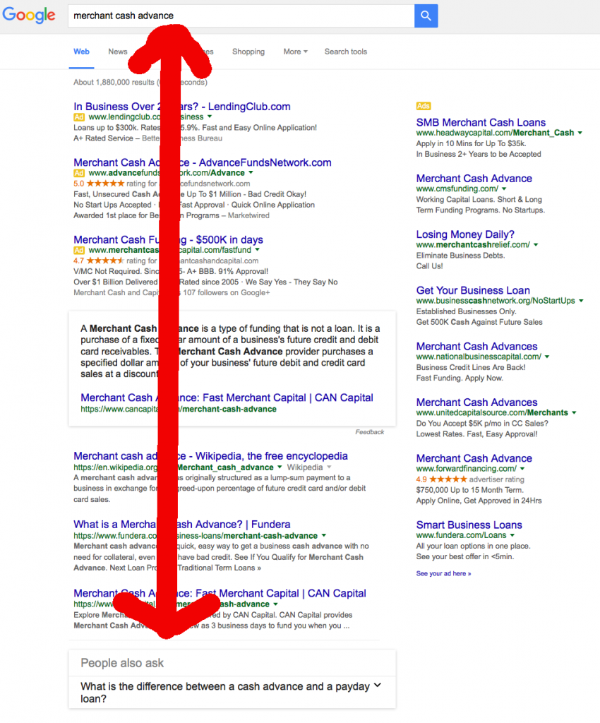 merchant cash advance on google