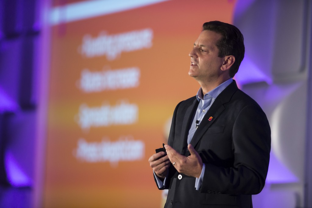 Keynote Presentation by Ron Suber of Prosper at the LendIt USA 2016 conference in San Francisco, California, USA on April 11, 2016. (photo by Gabe Palacio)