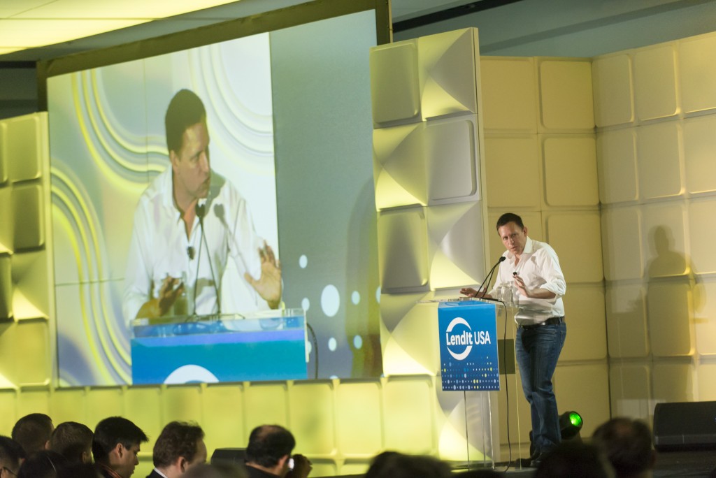 Keynote Presentation by Peter Thiel, Entrepreneur and Investor, founder of PayPal,  at the LendIt USA 2016 conference in San Francisco, California, USA on April 12, 2016. (photo by Gabe Palacio)