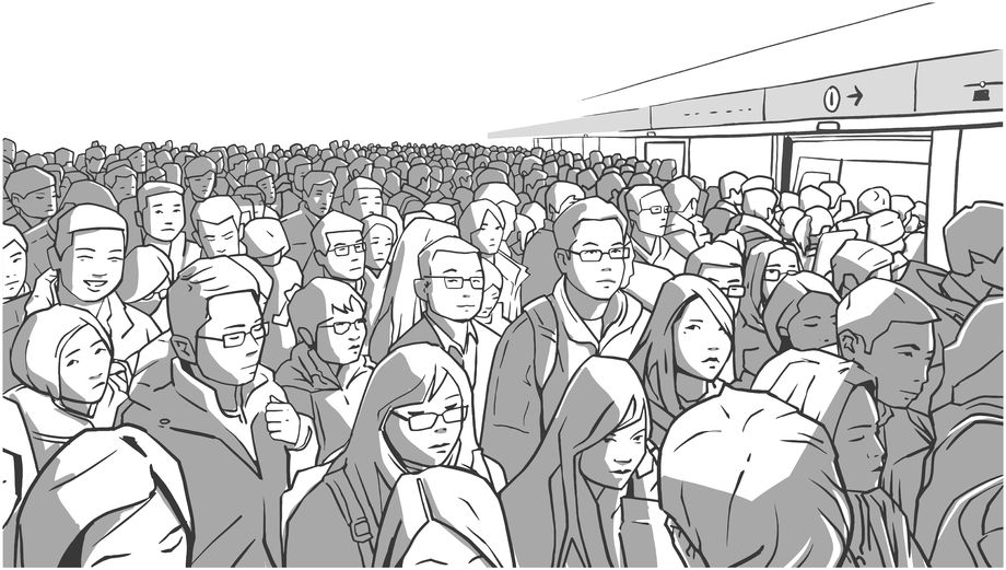 China crowd illustration