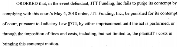 JTT Funding Order