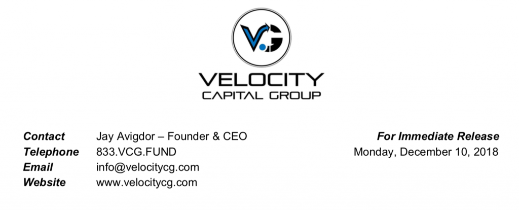 Velocity Capital Group (VCG) Secures $15 Million Series A Financing ...