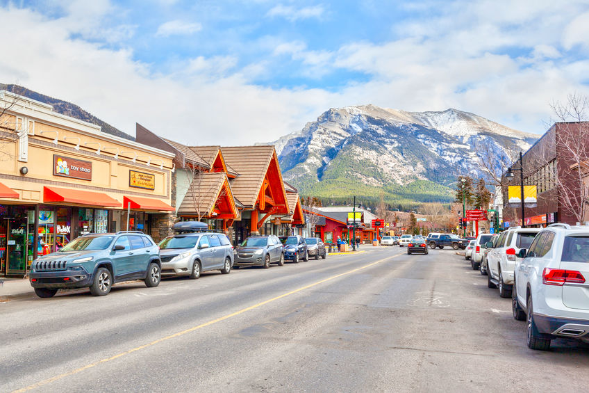 Town of Canmore in the Canadian Rockies of Alberta, Canada